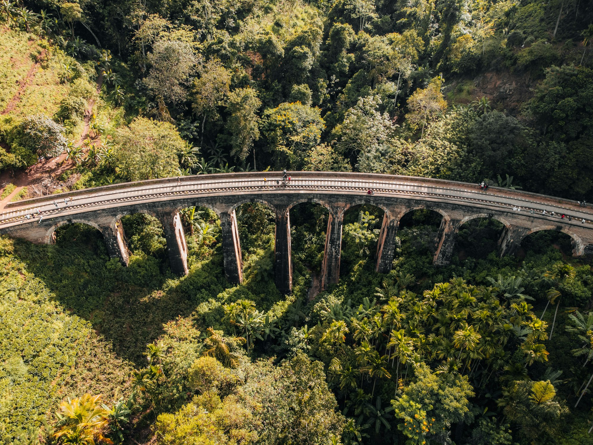 Aerial Photo of Nine Arch Bridge in Ella, famous train journey in Sri Lanka