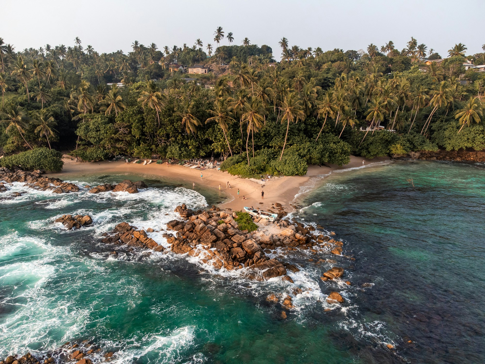 Aerial Sunset Photo of Secret Beach close to Mirissa in South Sri Lanka