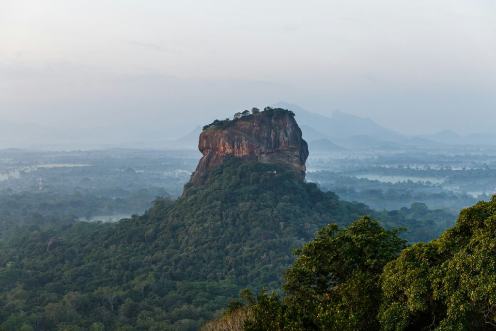 beautiful scenic view of mountains covered with green plants, sri lanka, sigiriya